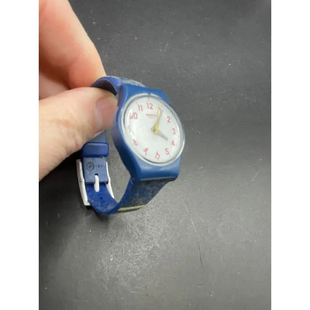 Vintage Swiss Matelot Blue Silicone Strap Women's Watch 26mm LN149 White Dial